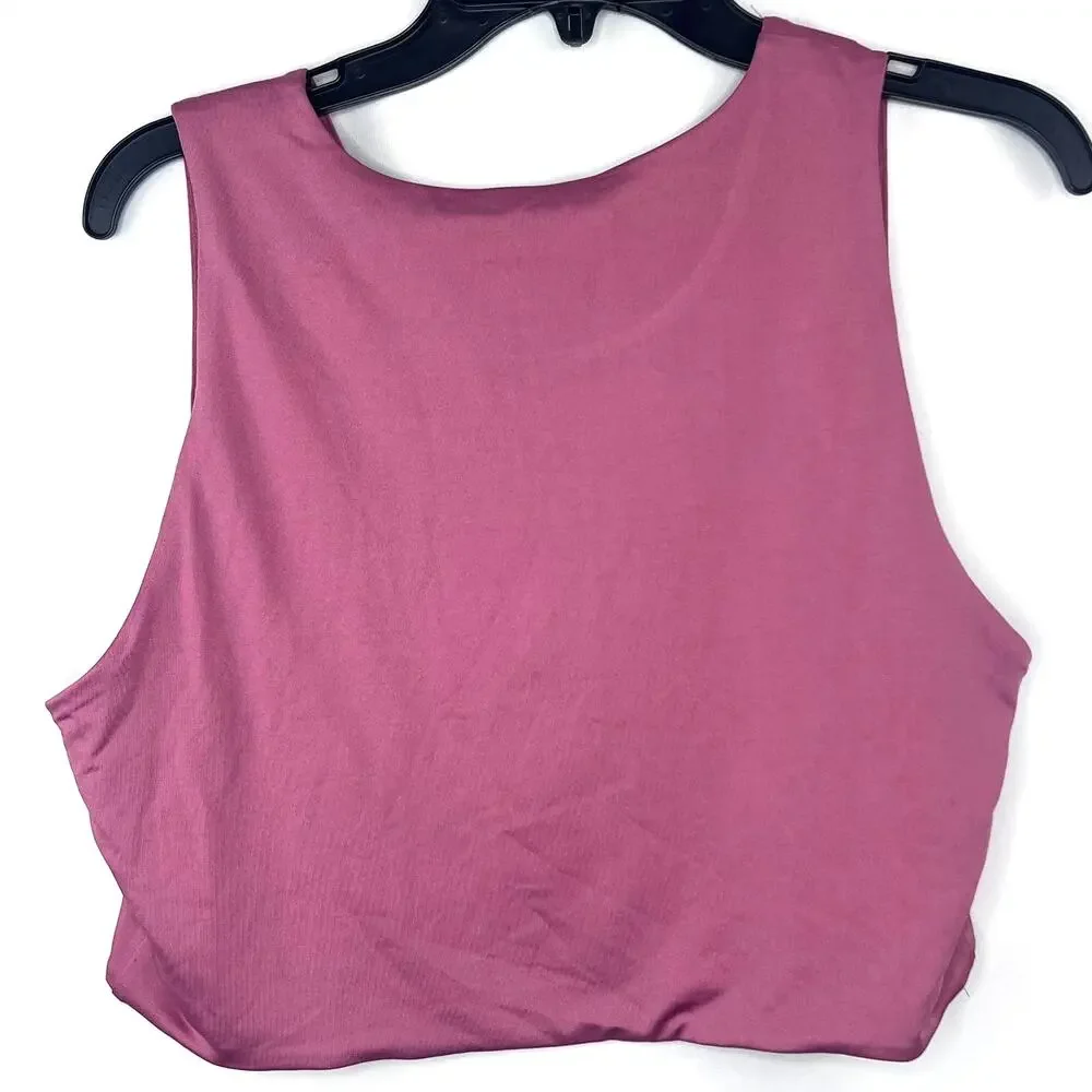 New Nina Parker Size 2X Crew Neck Pink Cropped Tank Top